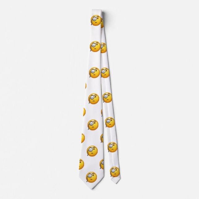 emoji monocle menswear mens necktie neck tie (Front)