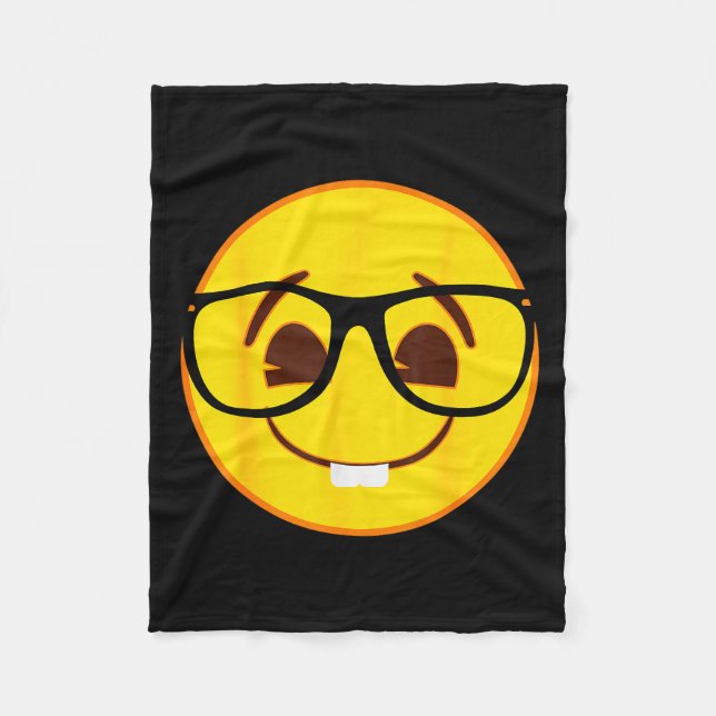 Emoji Nerd Gles Yellow Smile Face  Fleece Blanket (Front)
