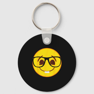 Emoji Nerd Gles Yellow Smile Face Key Ring