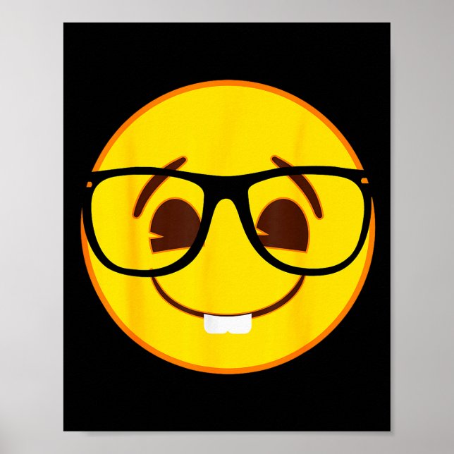 Emoji Nerd Gles Yellow Smile Face  Poster (Front)