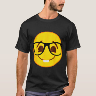 Emoji Nerd Gles Yellow Smile Face  T-Shirt