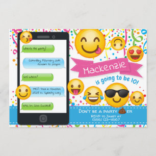 Emoji Party Birthday Invitations Confetti