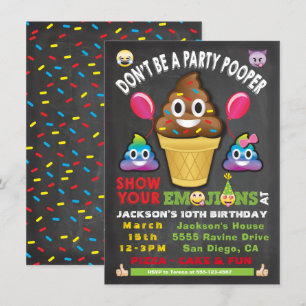 Emoji Party Icecream Pooper Birthday Invitation