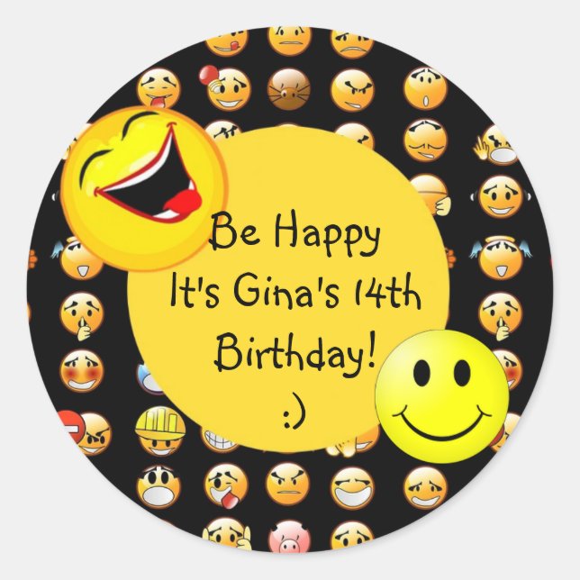 Emoji Party Personalised invitation Classic Round Sticker (Front)