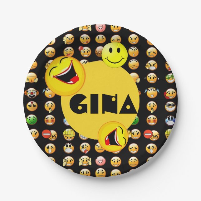 Emoji Party Personalised Paper Plate (Front)