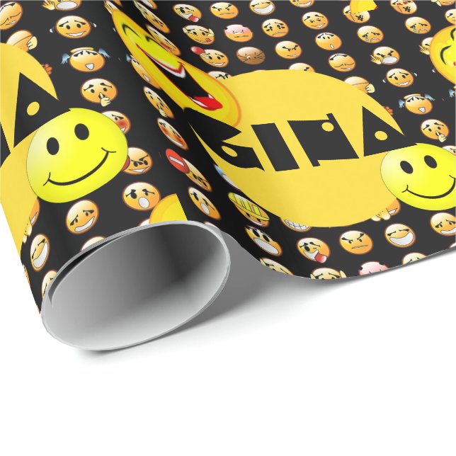 Emoji Party Personalised Wrapping Paper (Roll Corner)
