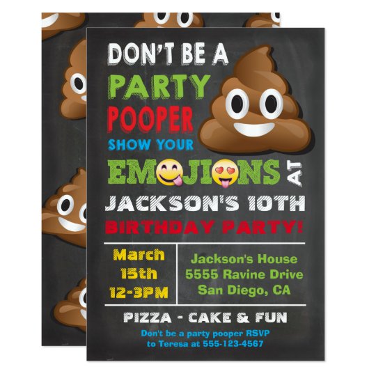 Emoji Party Pooper Birthay Invitation