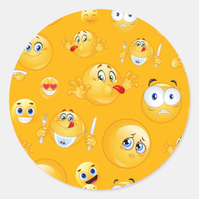 Emoji Pattern 2 Classic Round Sticker (Front)