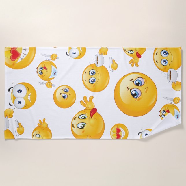Emoji Pattern Beach Towel (Front)