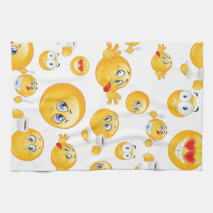 Emoji Pattern Tea Towel