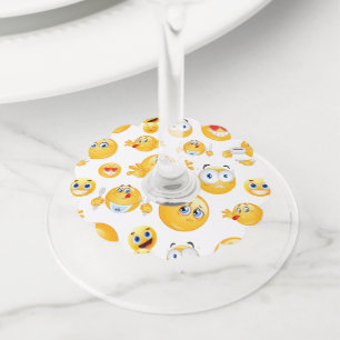 Emoji Pattern Wine Glass Tag