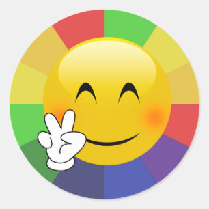 Emoji Peace Sign Rainbow Burst Stickers