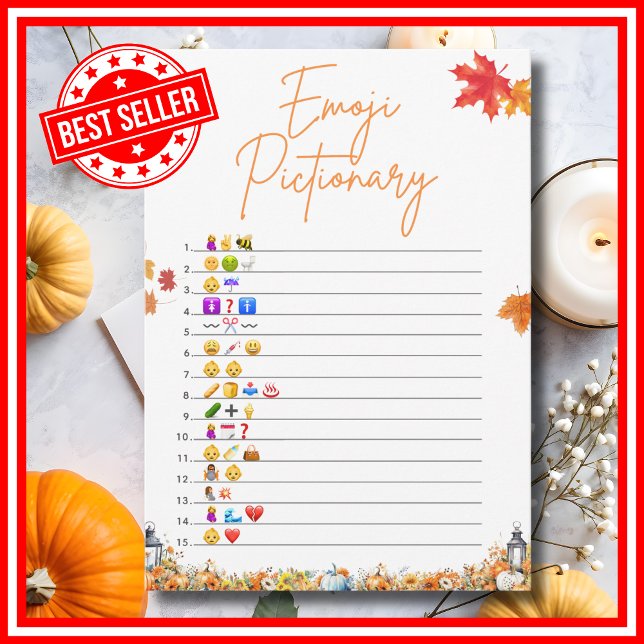 EMOJI PICTIONARY Baby Shower Game A Little Pumpkin Invitation (EMOJI PICTIONARY Easy Baby Shower Game A Little Pumpkin is on the Way Theme )