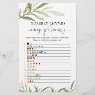 Emoji pictionary baby shower game gold greenery