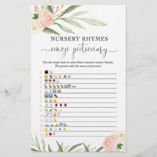 Emoji pictionary baby shower game pink greenery