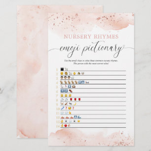 Emoji pictionary baby shower game watercolor rose