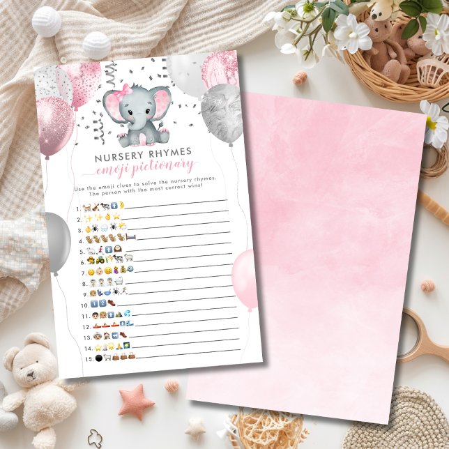 Emoji Pictionary Girl Elephant Baby Shower Game (Emoji Pictionary Girl Elephant Baby Shower Game)