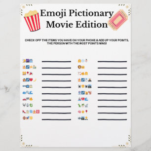Emoji Pictionary – Movie Edition   Printable Game Custom Letterhead