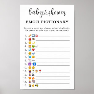Emoji picture game baby shower poster