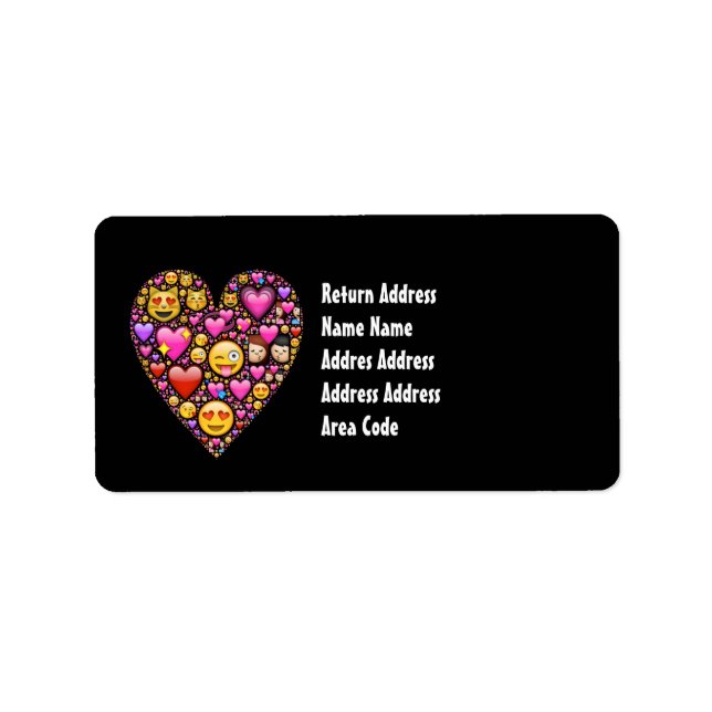 EMOJI Pink Black Girls Love Emoticons Party Label (Front)