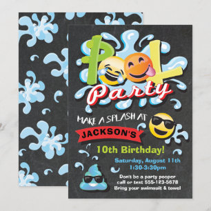 Emoji Pool Party Birthday Invitation