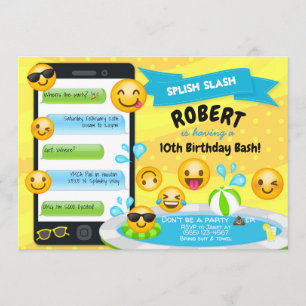 Emoji Pool Party Birthday Invitations