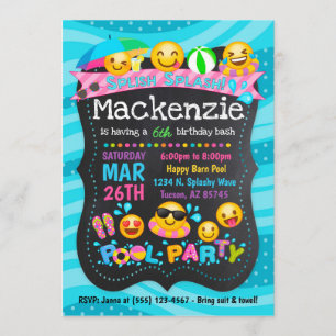 Emoji Pool Party Birthday Invitations