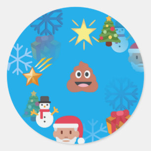 emoji poop christmas classic round sticker