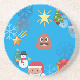 emoji poop christmas coaster