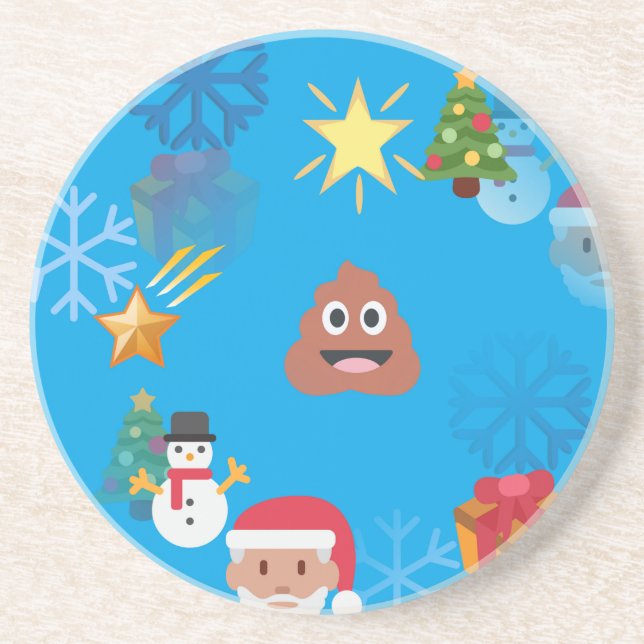emoji poop christmas coaster (Front)