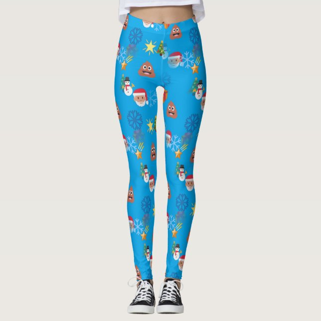 emoji poop christmas leggings (Front)