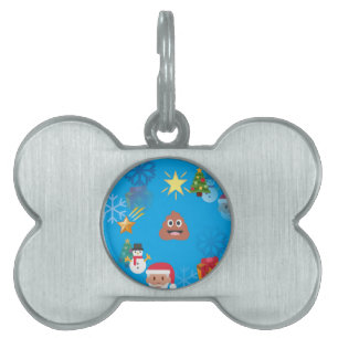 emoji poop christmas pet ID tag