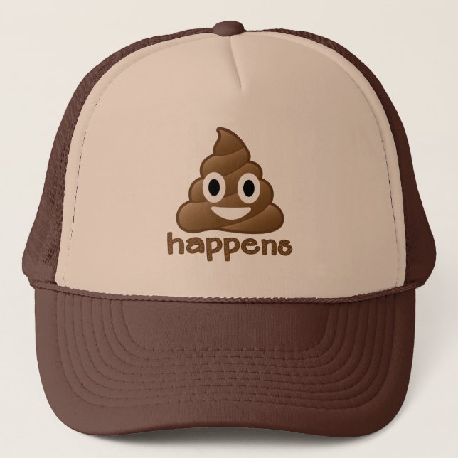Emoji Poop Happens Trucker Hat (Front)