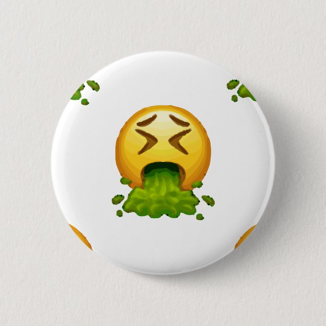 emoji puking 6 cm round badge (Front)