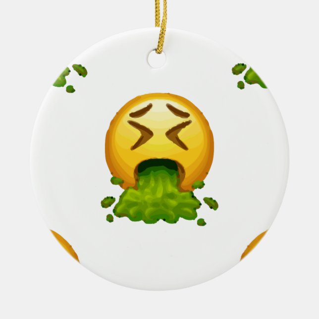 emoji puking ceramic tree decoration (Front)