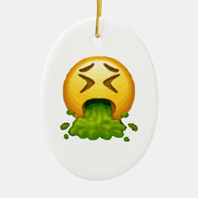 emoji puking ceramic tree decoration (Front)