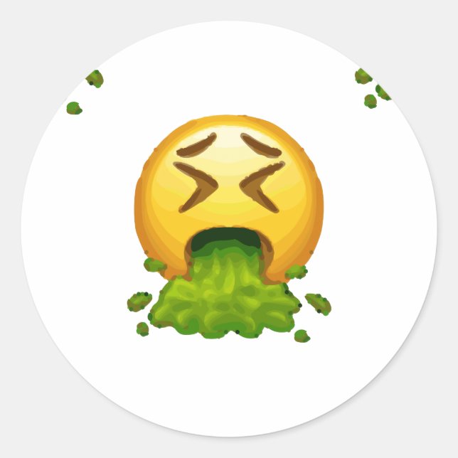 emoji puking classic round sticker (Front)
