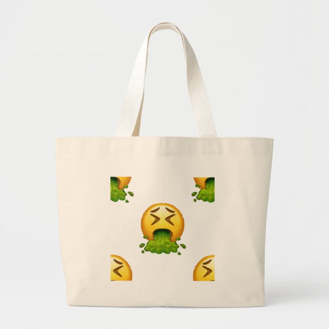 emoji puking large tote bag (Front)