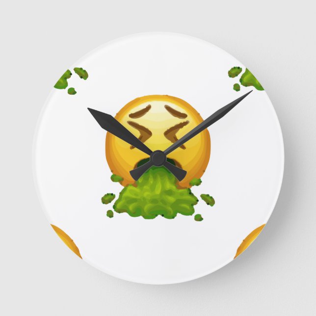 emoji puking round clock (Front)