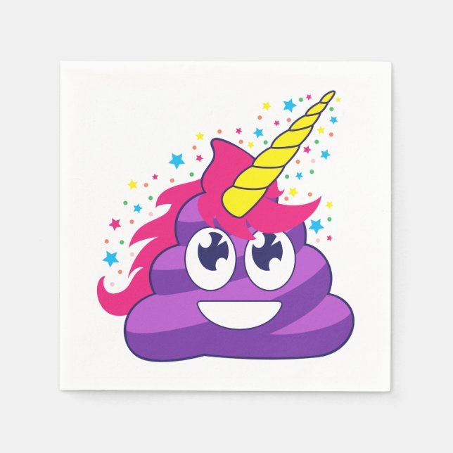 Emoji Purple Unicorn Poop Napkin (Front)