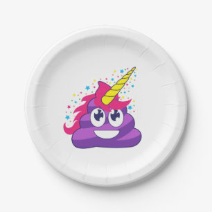 Emoji Purple Unicorn Poop Paper Plate