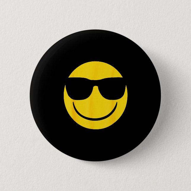 Emoji Retro Sungles Yellow Smile Face  6 Cm Round Badge (Front)