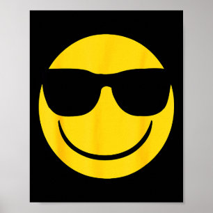 Emoji Retro Sungles Yellow Smile Face  Poster