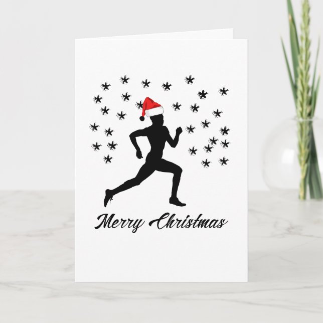 Emoji runner Christmas Funny Holiday Card (Front)