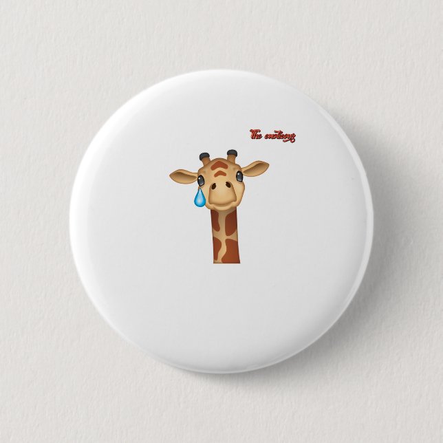 emoji sad crying giraffe face   6 cm round badge (Front)