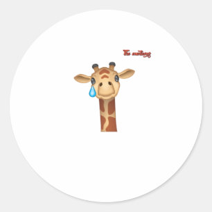 emoji sad crying giraffe face classic round sticker