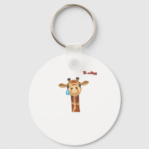 emoji sad crying giraffe face key ring