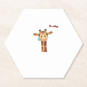 emoji sad crying giraffe face paper coaster