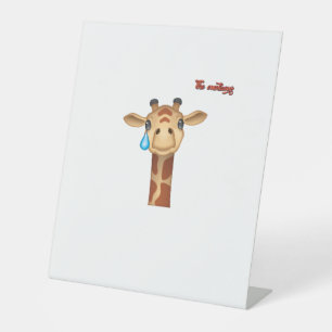 emoji sad crying giraffe face   pedestal sign