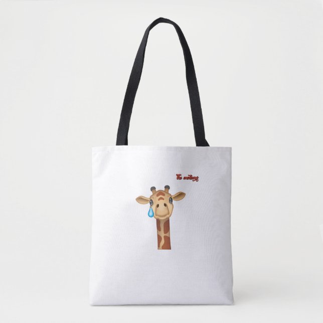 emoji sad crying giraffe face   tote bag (Front)